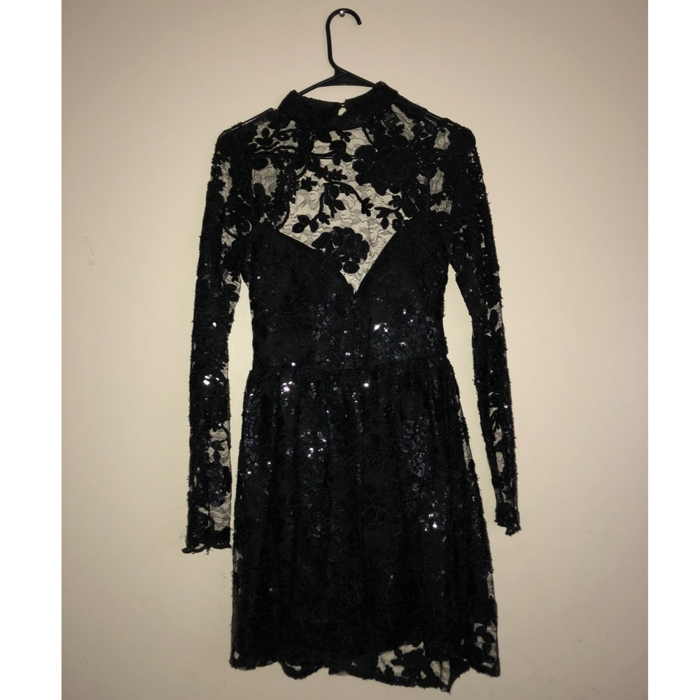 black shiny mesh dress